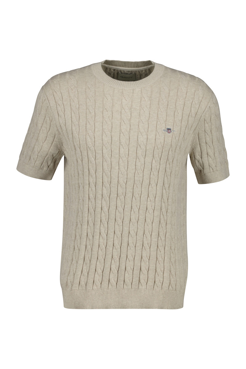 SVETER GANT COTTON CABLE SS C-NECK OAT MELANGE