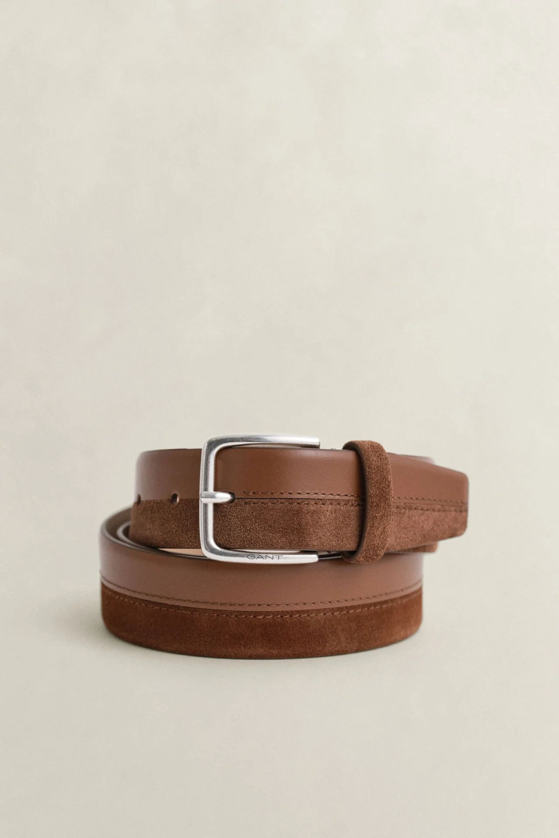 E-shop OPASEK GANT LEATHER SUEDE MIXED BELT MAHOGANY BROWN