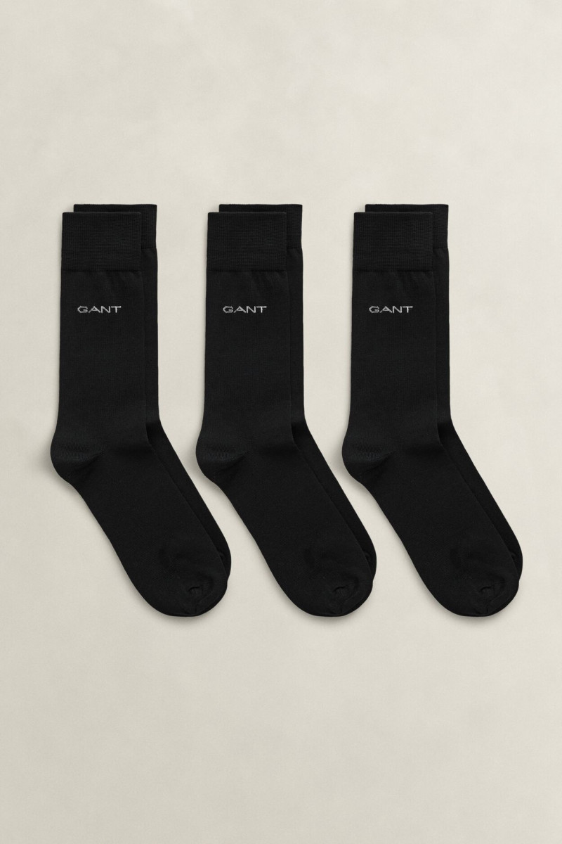 E-shop PONOŽKY GANT MERCERIZED COTTON SOCKS 3-PACK BLACK