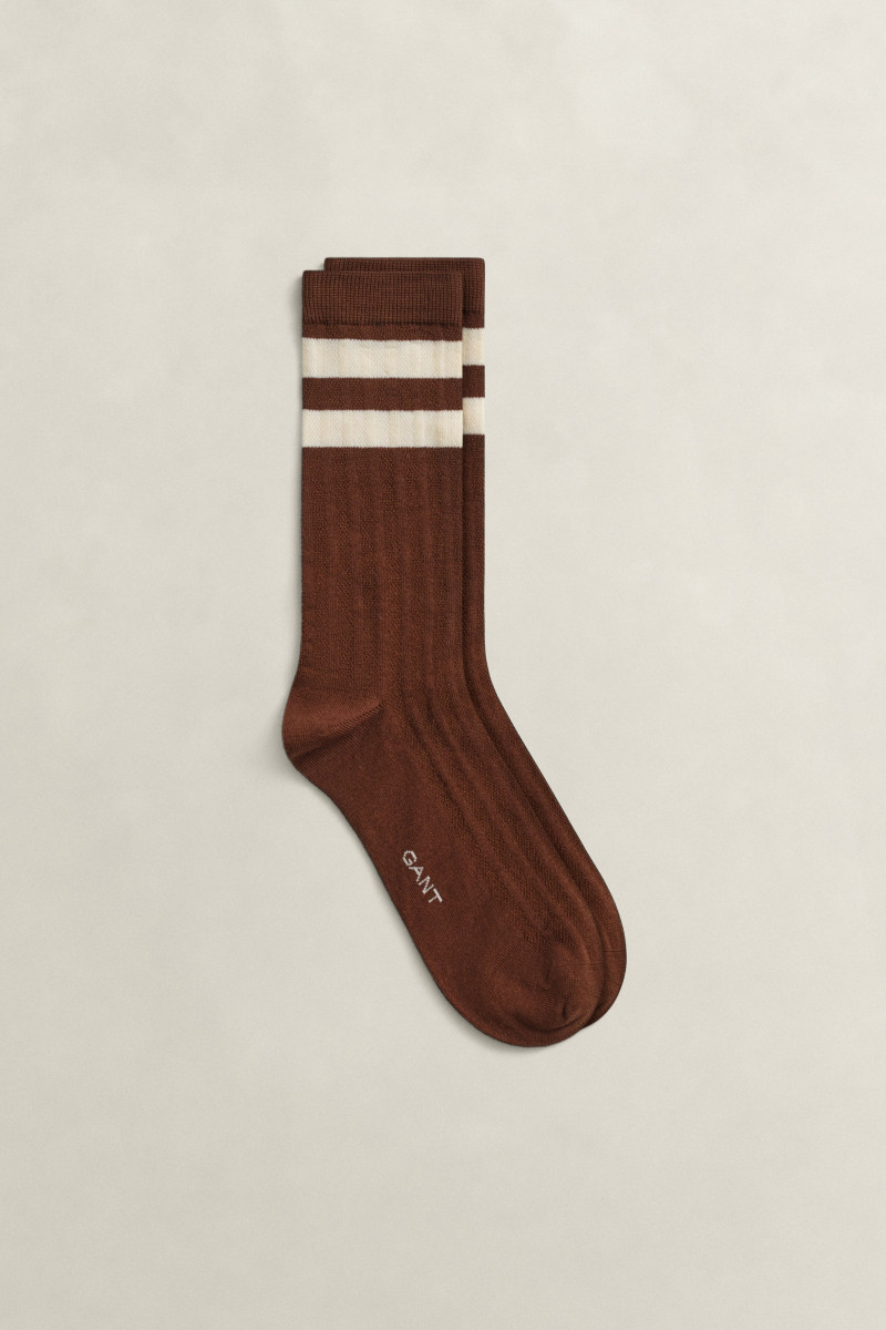 PONOŽKY GANT STRIPED SPORT SOCKS MAHOGANY BROWN