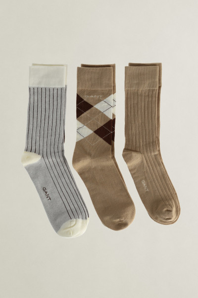 PONOŽKY GANT ARGYLE STRIPE AND RIB SOCKS 3-PACK - Fotografia č. 1