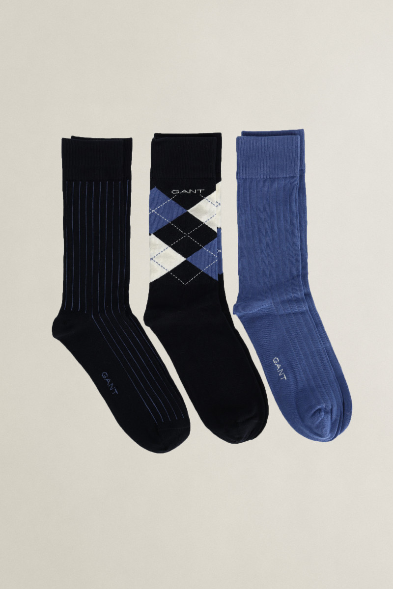 E-shop PONOŽKY GANT ARGYLE STRIPE AND RIB SOCKS 3-PACK MARINE