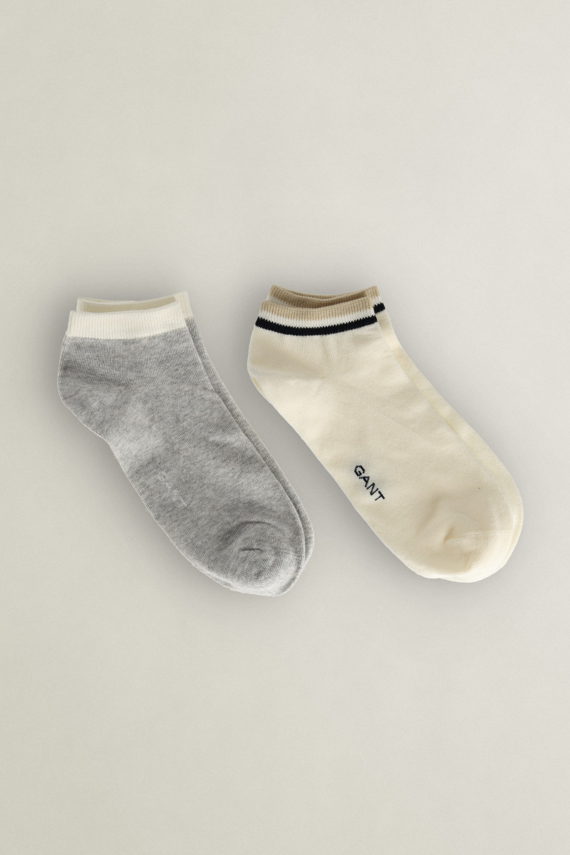 E-shop PONOŽKY GANT ANKLE SOCKS 2-PACK LIGHT GREY MELANGE
