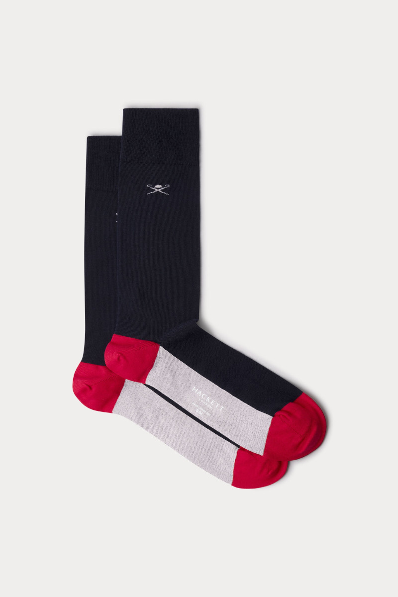 Zokni Hackett London Colour Block Socks Ink Blue