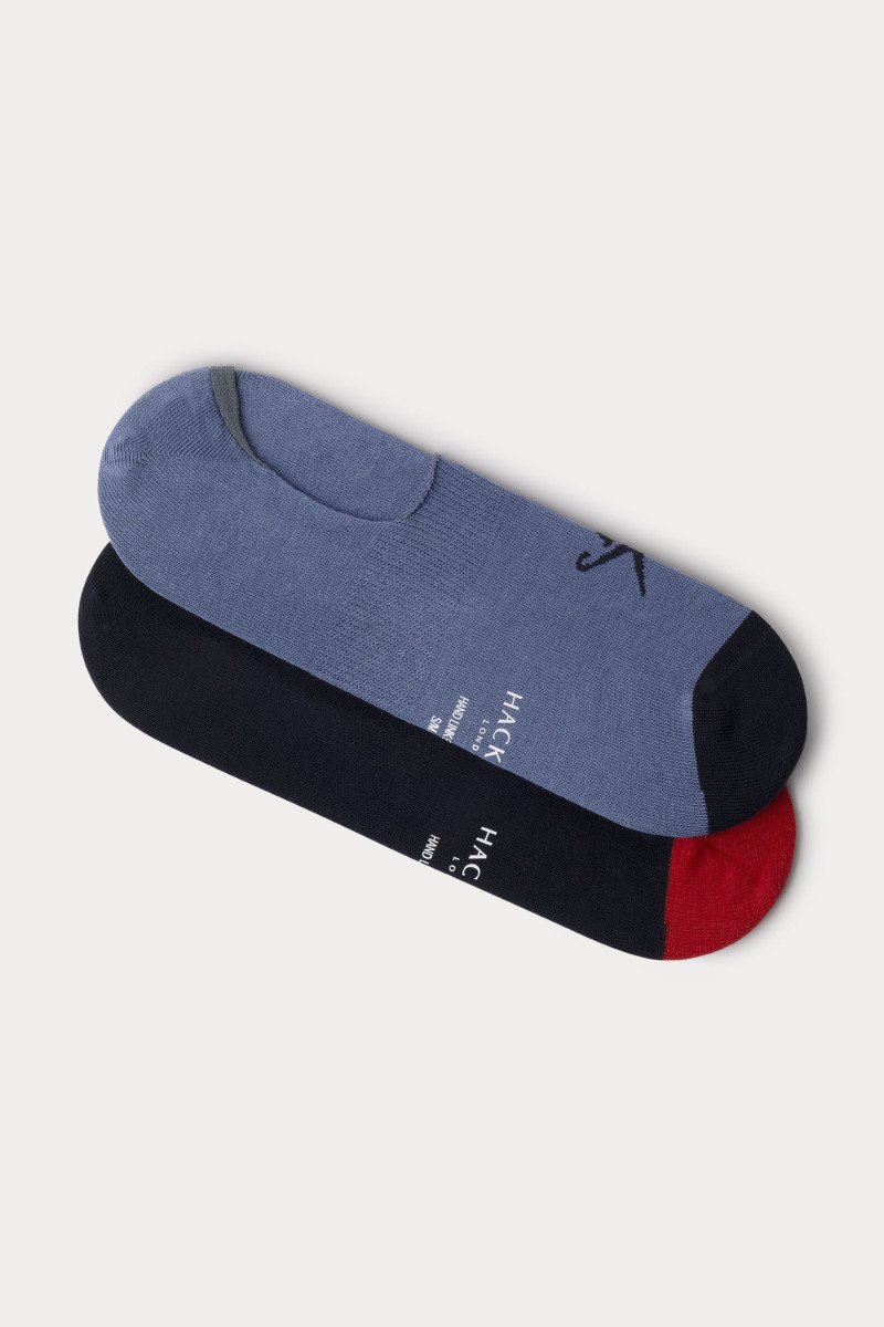 Zokni Hackett London No Show Contrast Socks 2-Pack Ink Blue