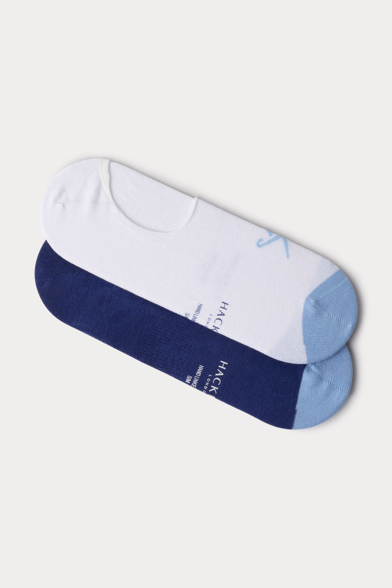Zokni Hackett London No Show Contrast Socks 2-Pack Ultra Blue