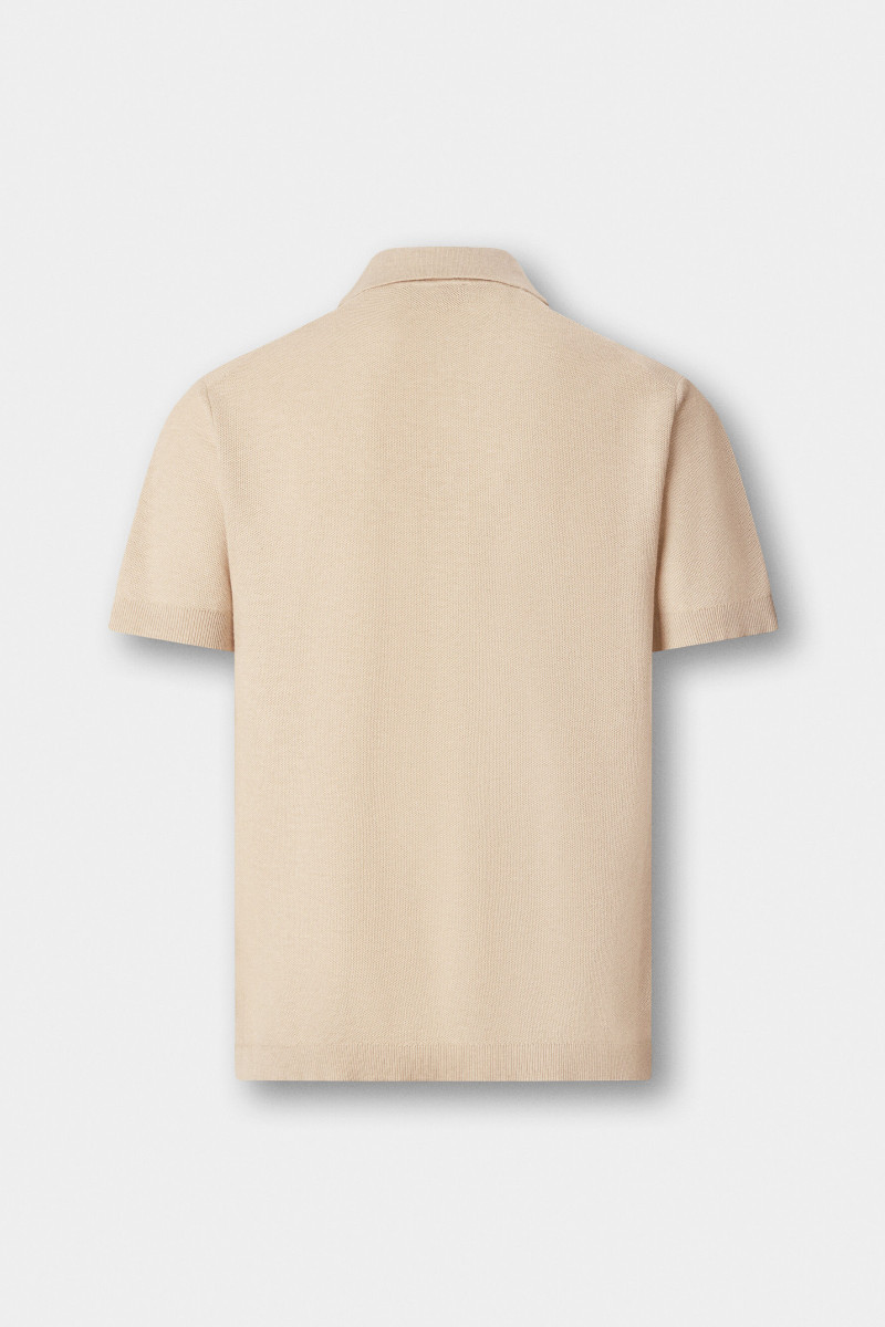 Sveter Hackett London Honeycomb Ss Polo Natural Beige