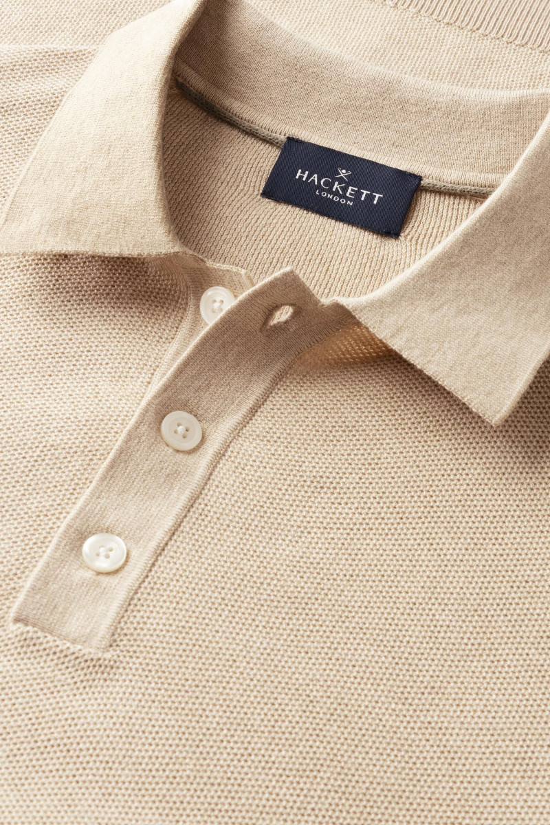 Sveter Hackett London Honeycomb Ss Polo Natural Beige