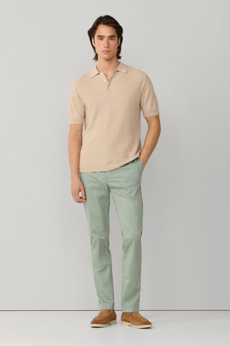 Sveter Hackett London Honeycomb Ss Polo Natural Beige