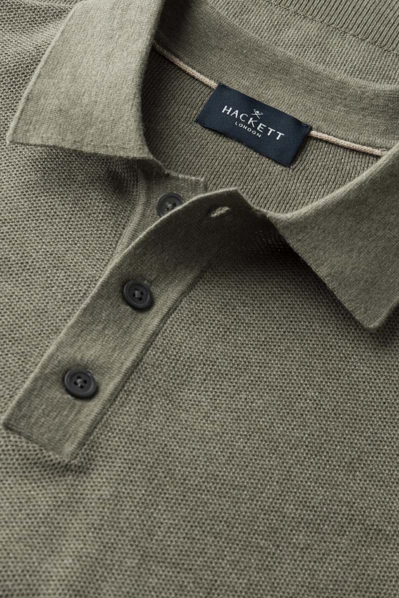 Sveter Hackett London Honeycomb Ss Polo Sage Green