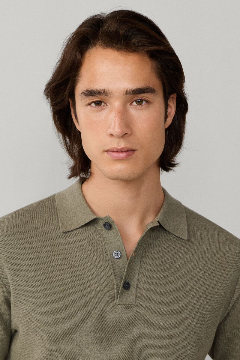 Sveter Hackett London Honeycomb Ss Polo Sage Green
