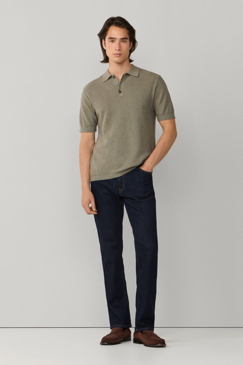 Sveter Hackett London Honeycomb Ss Polo Sage Green