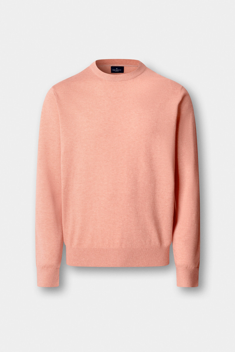 Sveter Hackett London Cotton Cash Crew Peach Orange