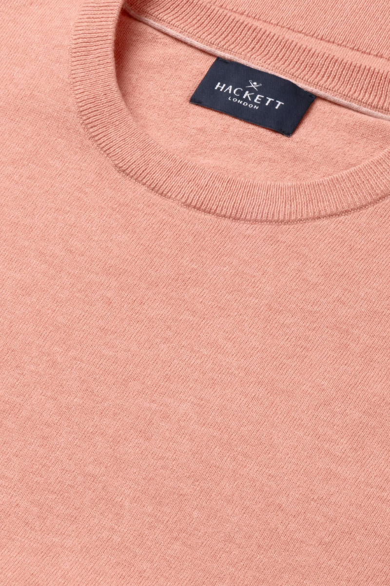 Sveter Hackett London Cotton Cash Crew Peach Orange