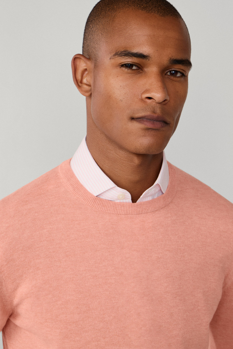 Sveter Hackett London Cotton Cash Crew Peach Orange