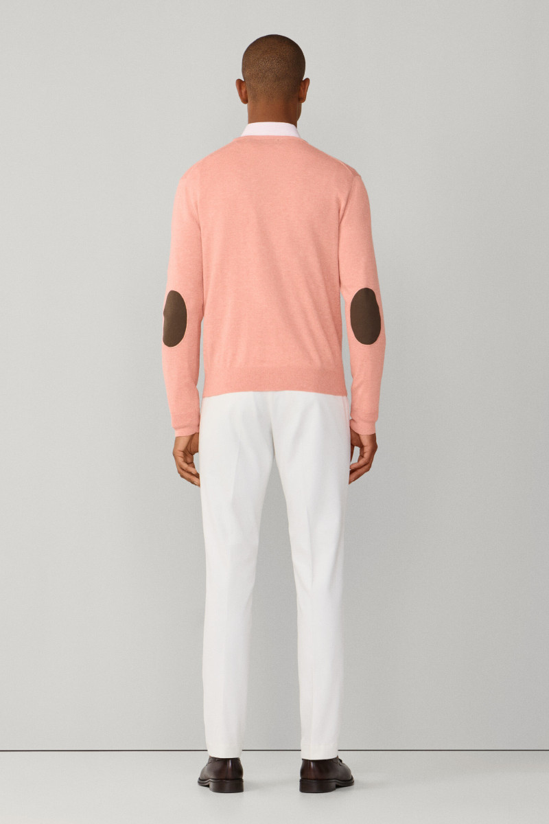 Sveter Hackett London Cotton Cash Crew Peach Orange