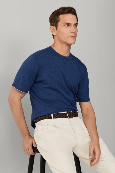 PULÓVER HACKETT LONDON COTTON LINEN KNIT TEE - Kép 8