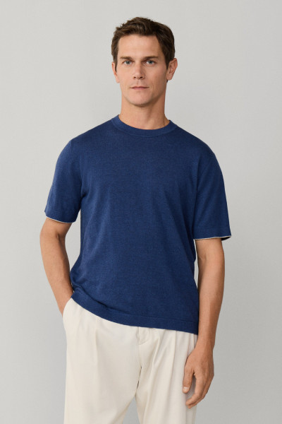 PULÓVER HACKETT LONDON COTTON LINEN KNIT TEE - Kép 1