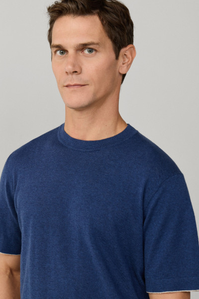 PULÓVER HACKETT LONDON COTTON LINEN KNIT TEE - Kép 5