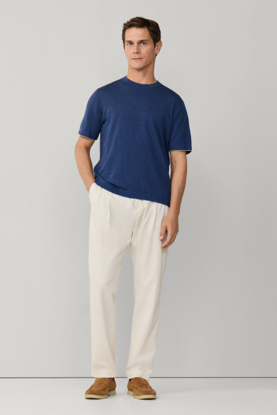 PULÓVER HACKETT LONDON COTTON LINEN KNIT TEE - Kép 2