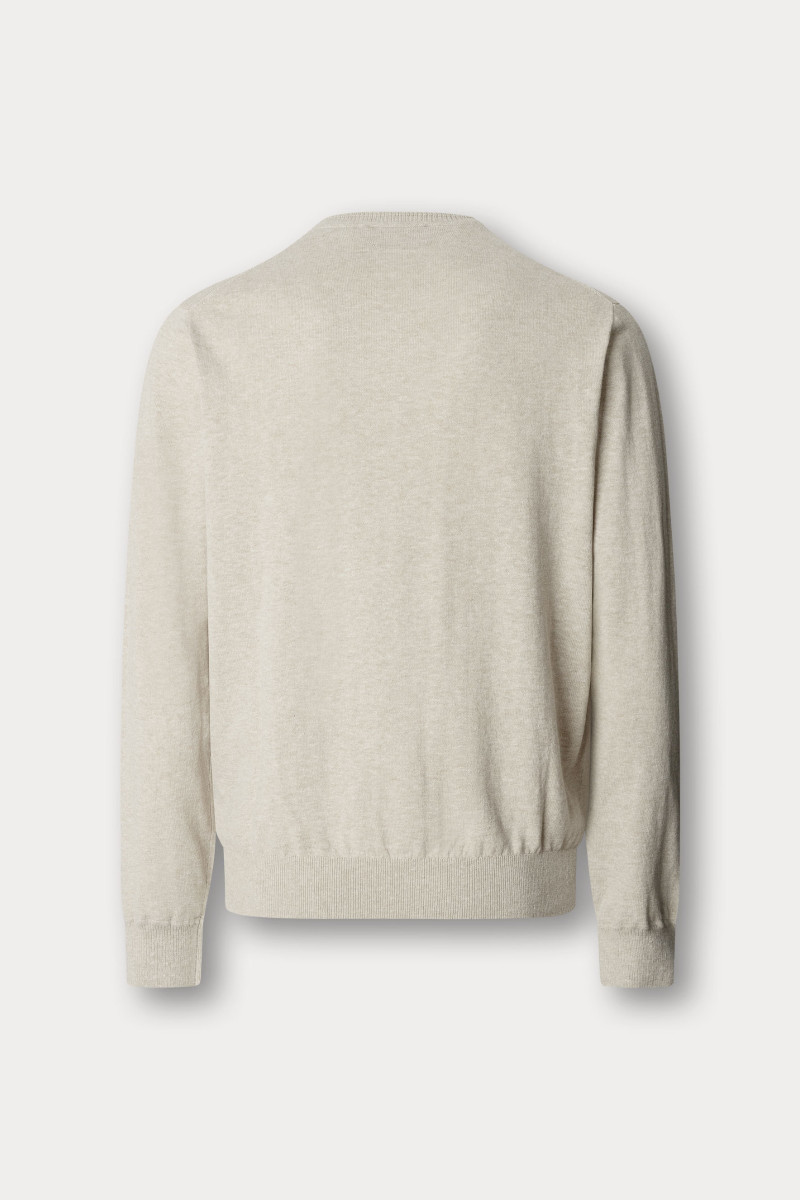 Sveter Hackett London Cotton Linen Crew Natural Beige