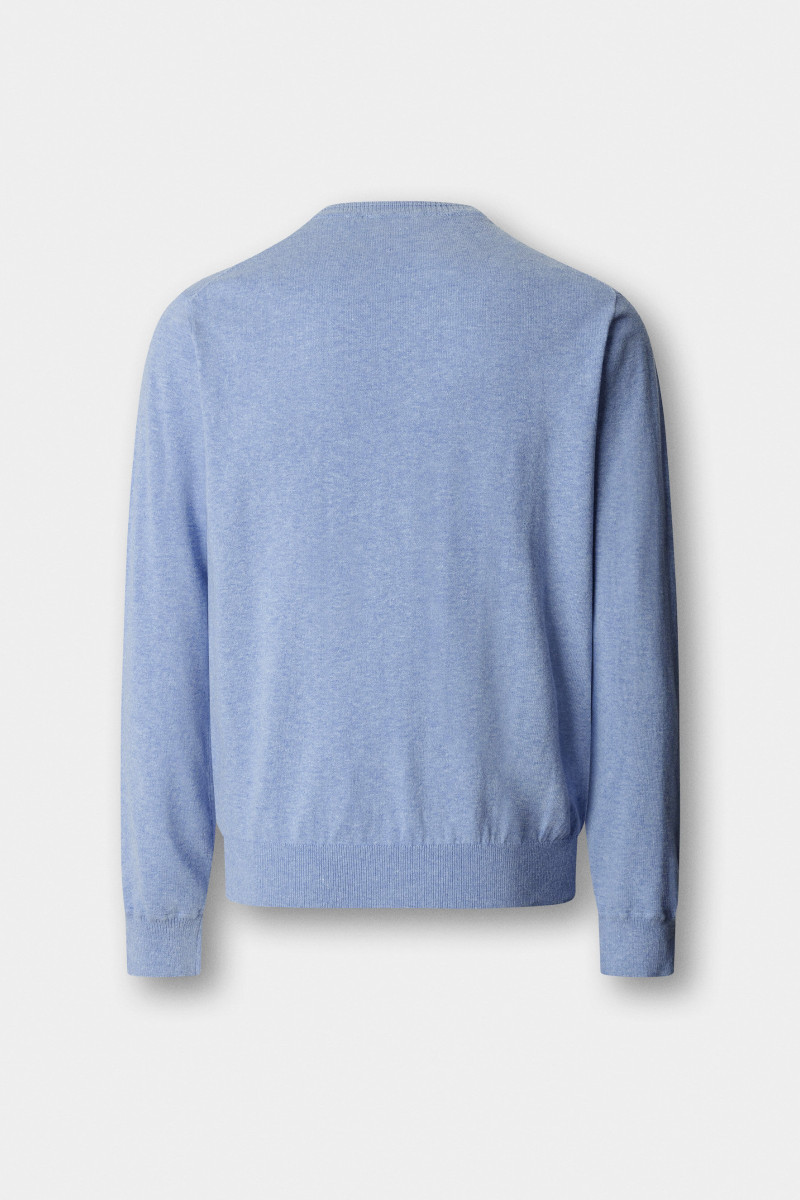 Sveter Hackett London Cotton Linen Crew Summer Blue