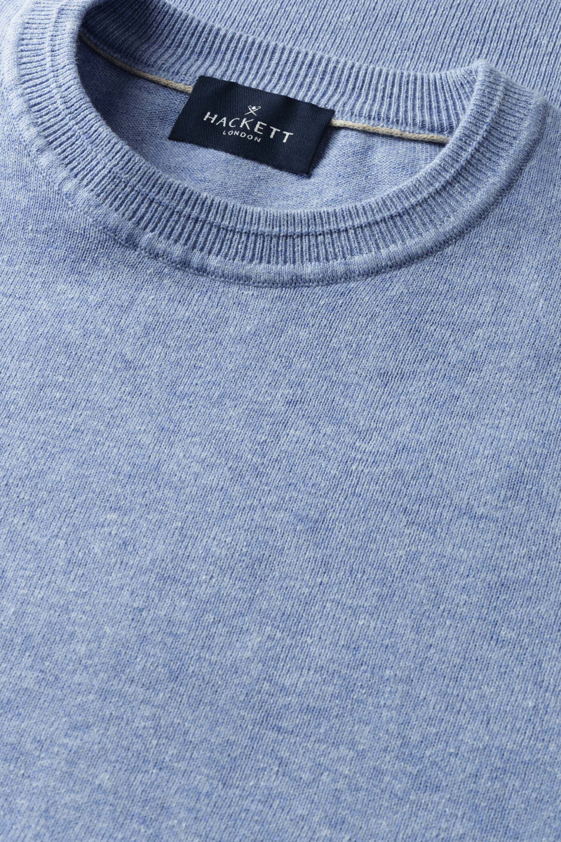 Sveter Hackett London Cotton Linen Crew Summer Blue