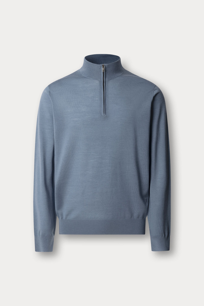 Sveter Hackett London Ess Merino Hzip Thames Blue