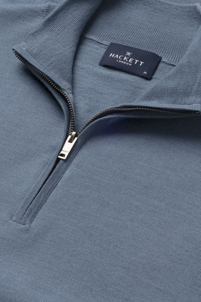 Sveter Hackett London Ess Merino Hzip Thames Blue