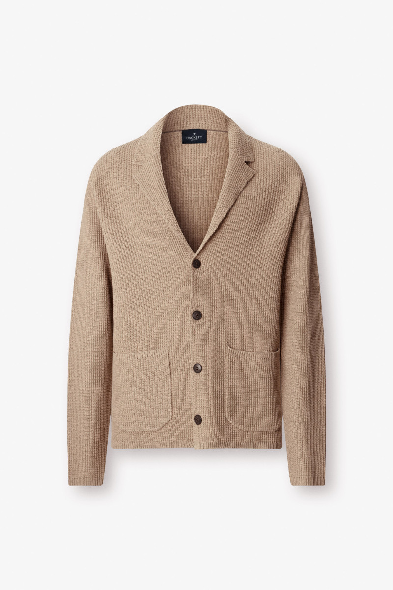 Sveter Hackett London Soft Knit Blazer Malt Beige