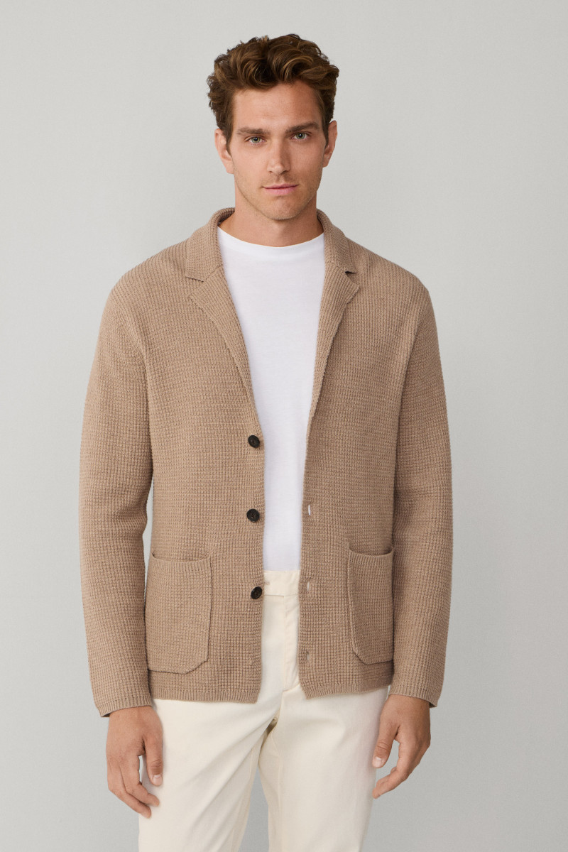 Sveter Hackett London Soft Knit Blazer Malt Beige