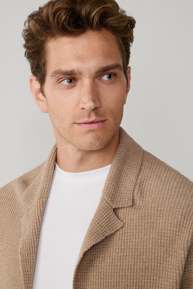 Sveter Hackett London Soft Knit Blazer Malt Beige