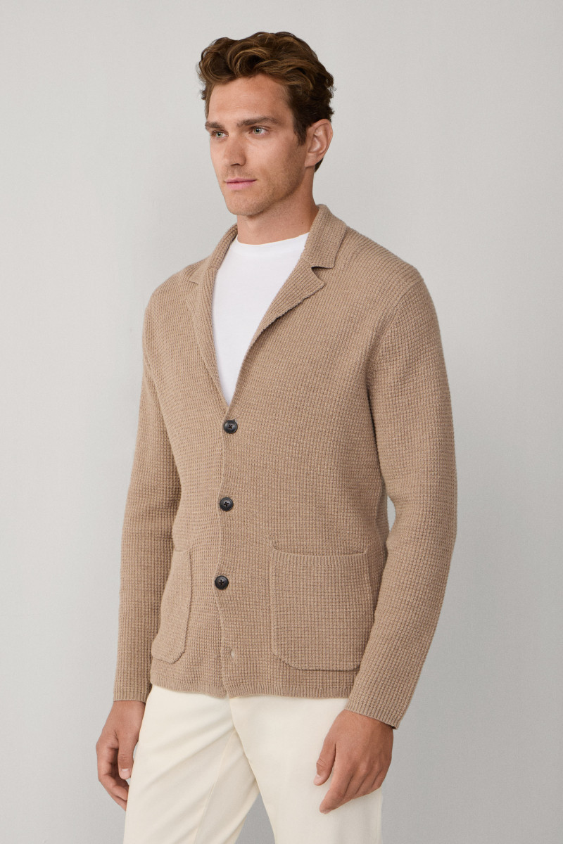 Sveter Hackett London Soft Knit Blazer Malt Beige