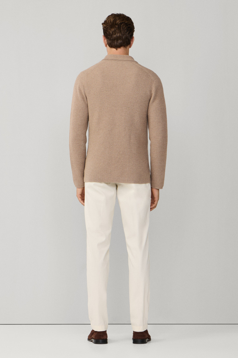 Sveter Hackett London Soft Knit Blazer Malt Beige