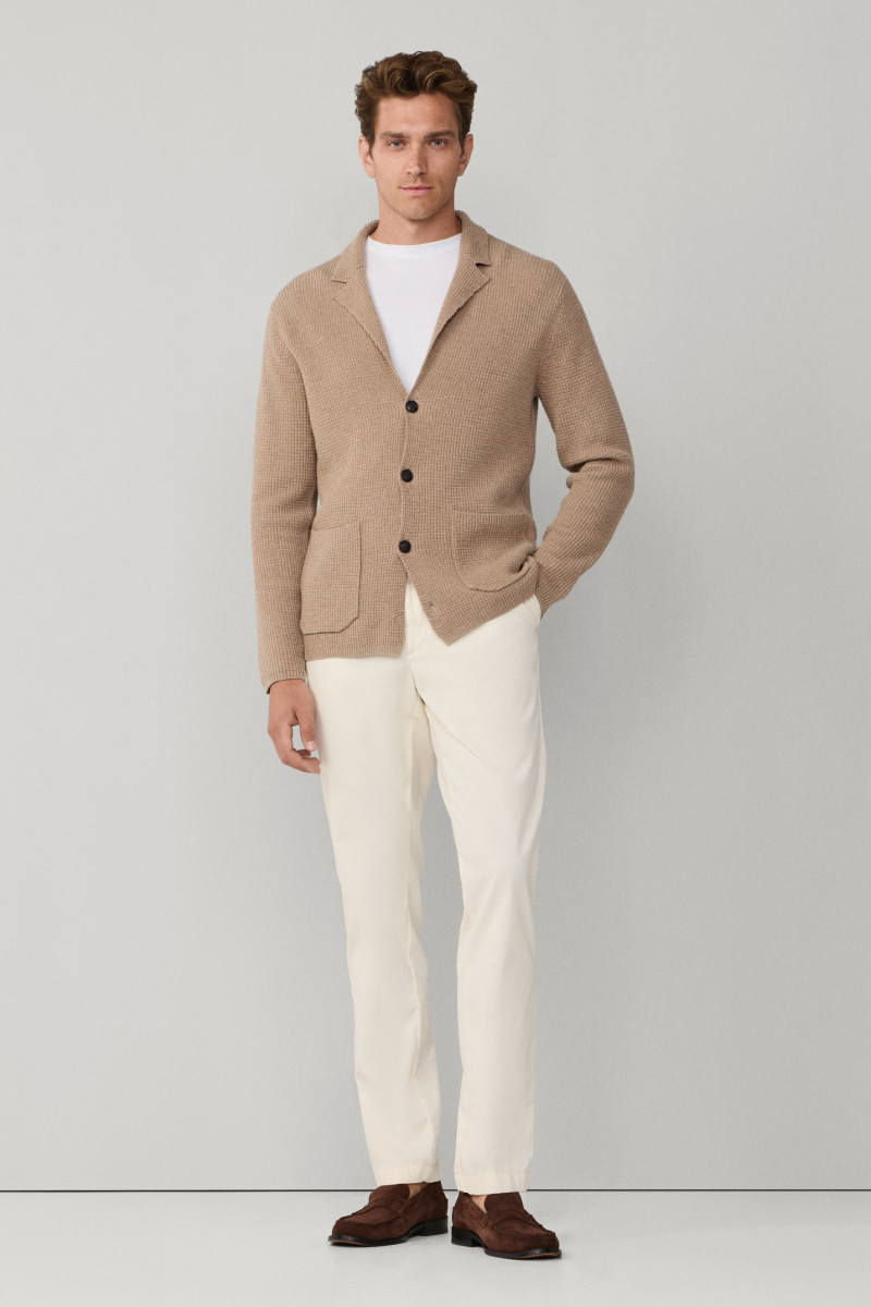 Sveter Hackett London Soft Knit Blazer Malt Beige