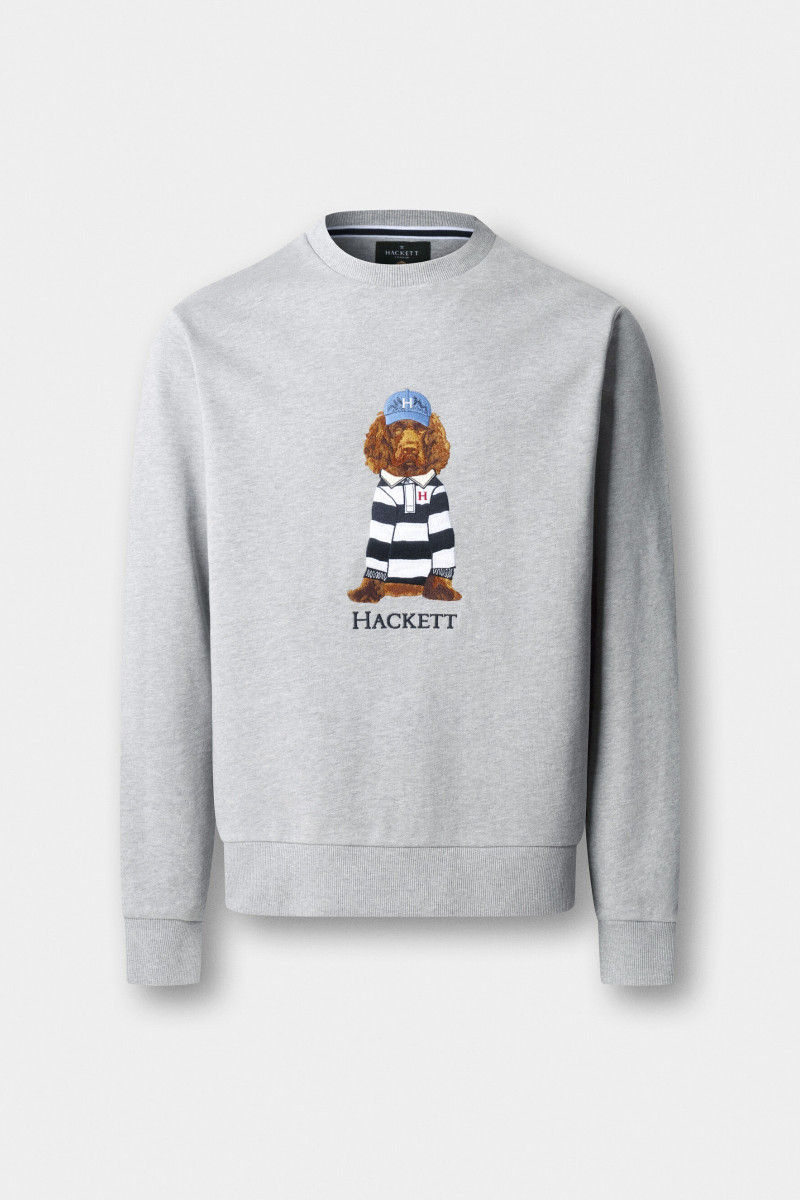 Mikina Hackett London Heritage Harry Crew Light Grey Marl