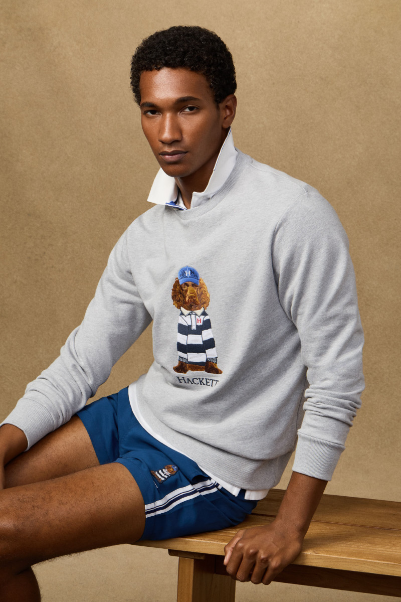 Mikina Hackett London Heritage Harry Crew Light Grey Marl