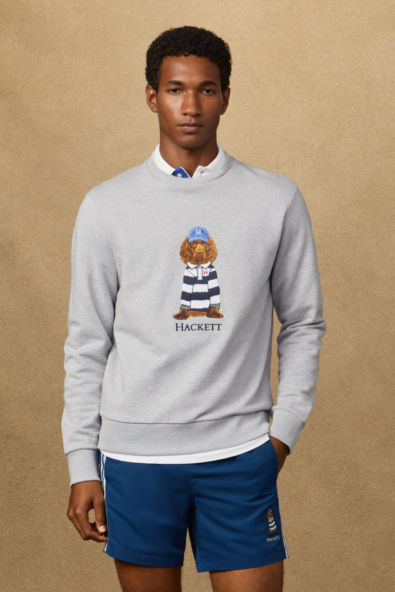 Mikina Hackett London Heritage Harry Crew Light Grey Marl
