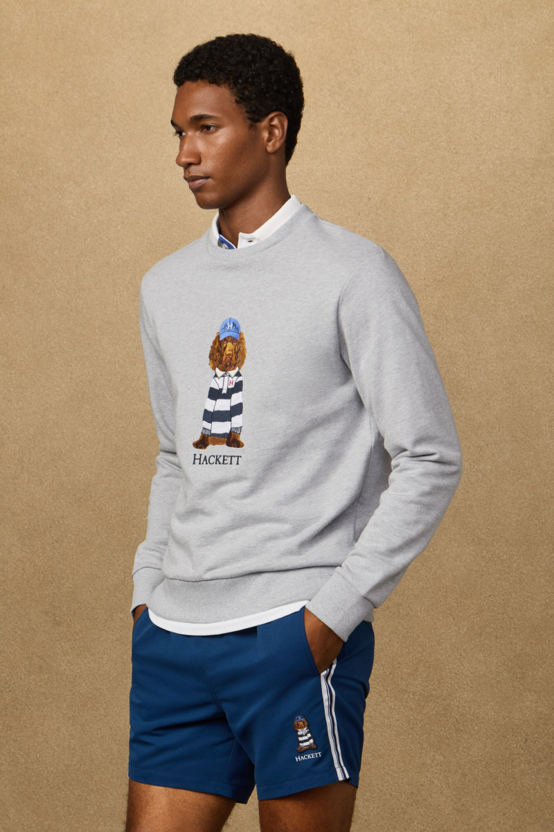 Mikina Hackett London Heritage Harry Crew Light Grey Marl