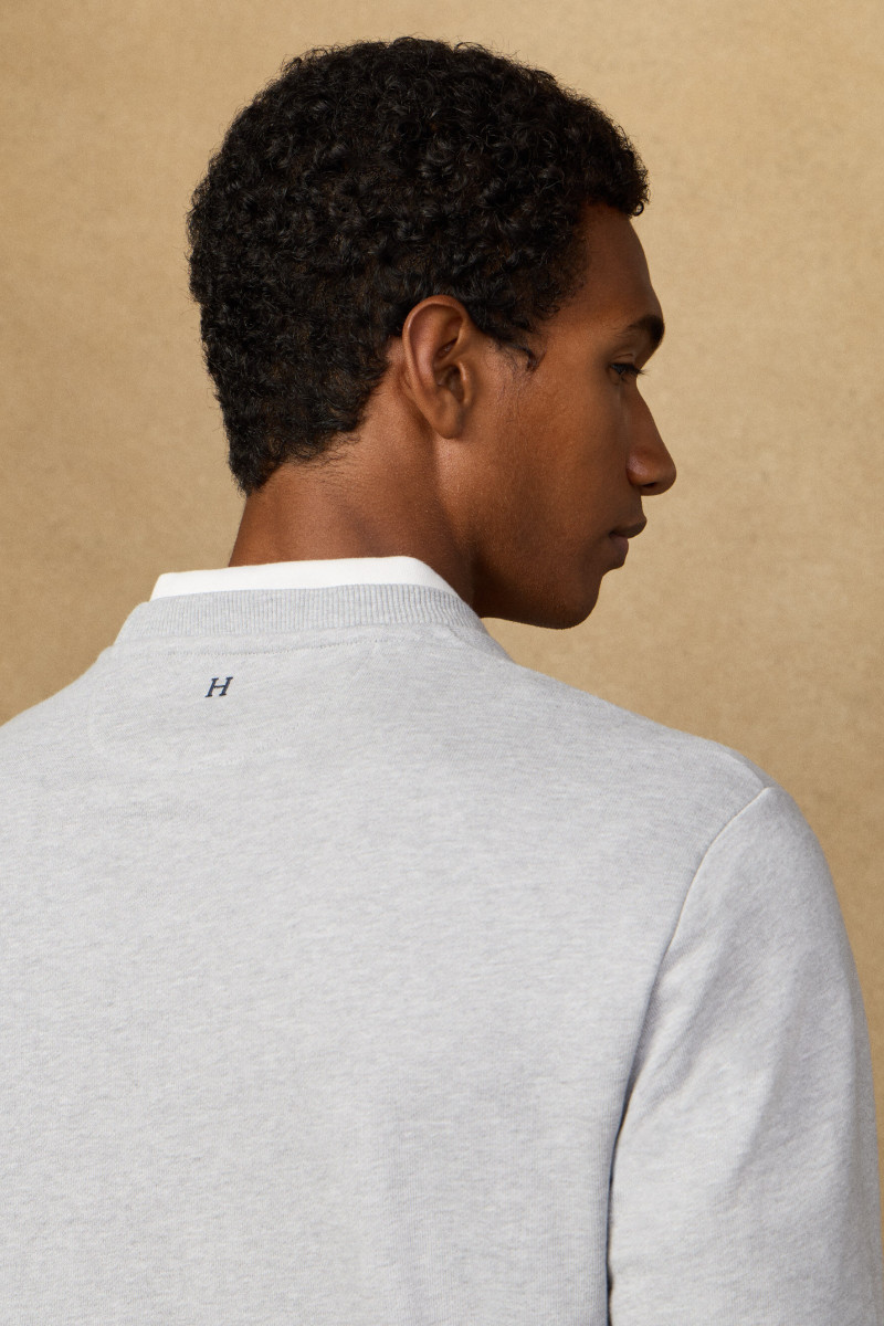 Mikina Hackett London Heritage Harry Crew Light Grey Marl