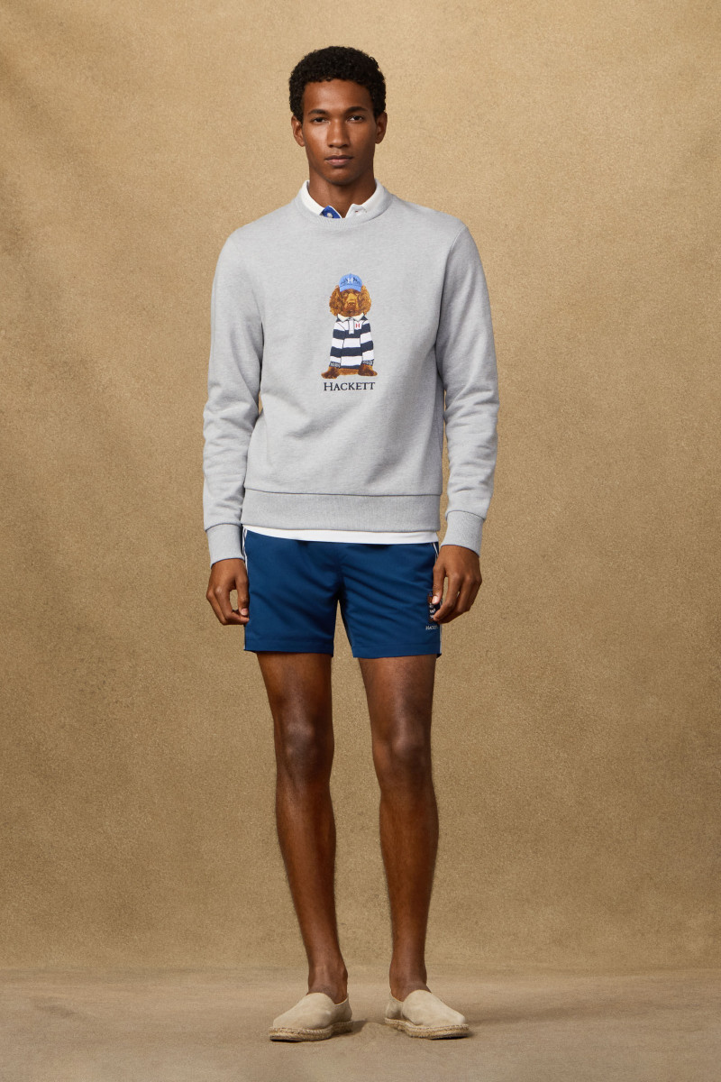 Mikina Hackett London Heritage Harry Crew Light Grey Marl