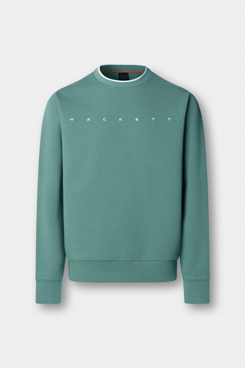 Mikina Hackett London Hs Essential Crew Sage Green