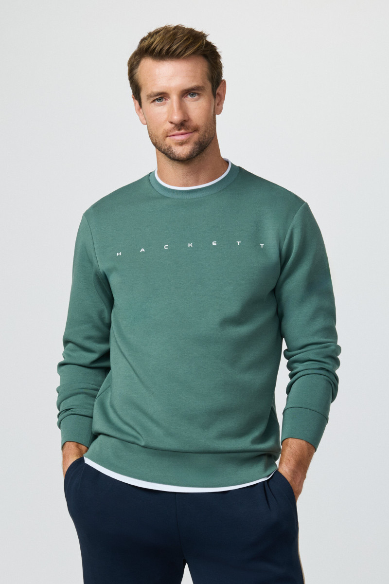 Mikina Hackett London Hs Essential Crew Sage Green