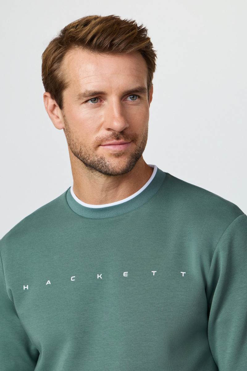 Mikina Hackett London Hs Essential Crew Sage Green
