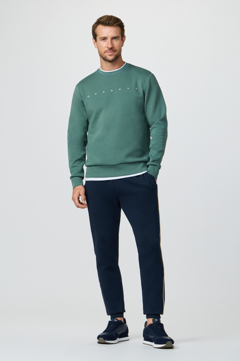 Mikina Hackett London Hs Essential Crew Sage Green