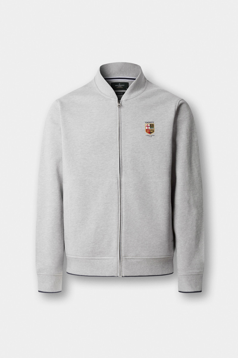 Mikina Hackett London Heritage Lrc Fz Bomber Light Grey Marl