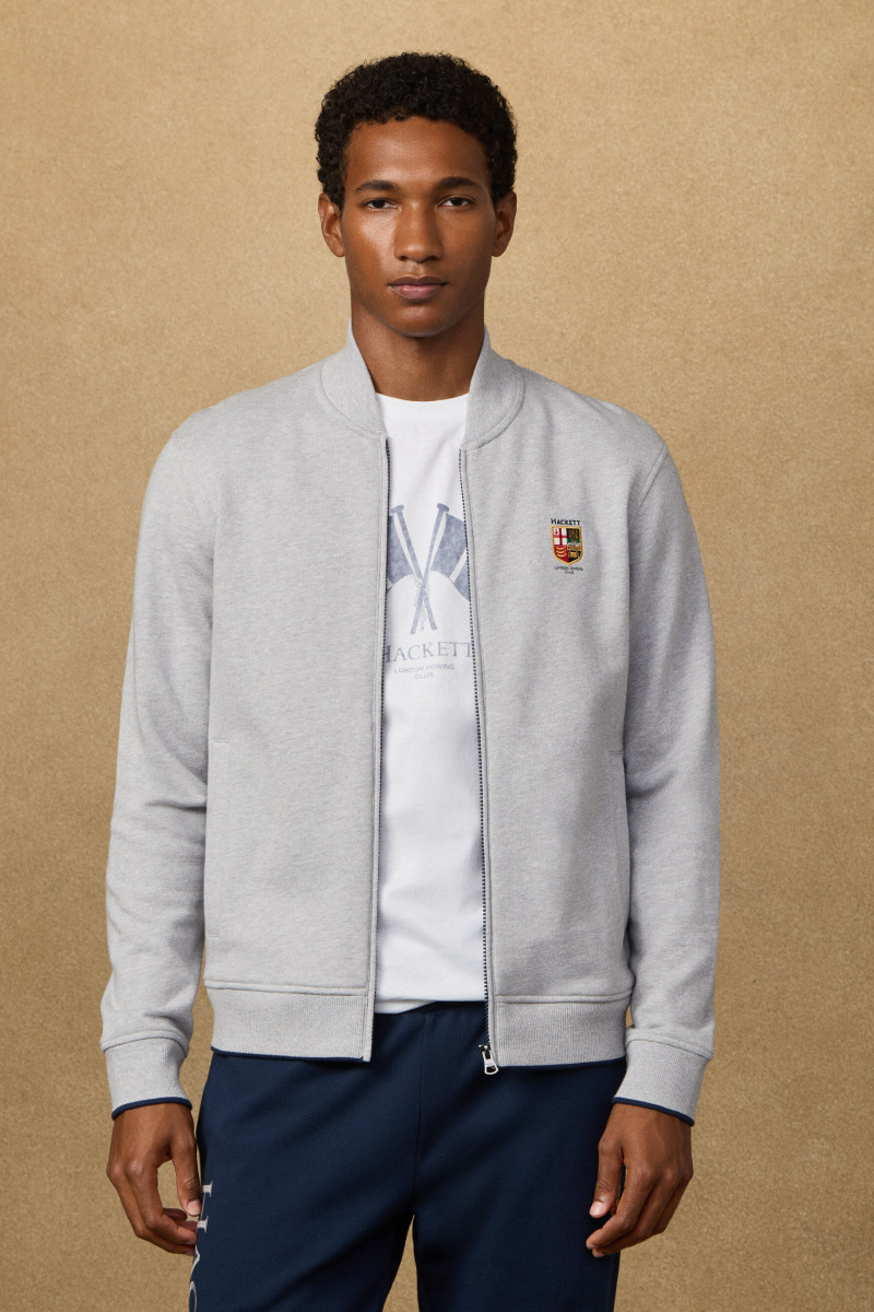 Mikina Hackett London Heritage Lrc Fz Bomber Light Grey Marl