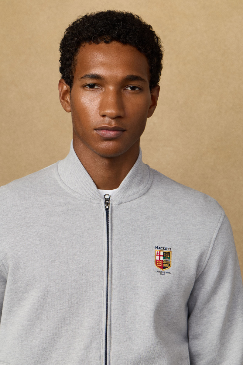 Mikina Hackett London Heritage Lrc Fz Bomber Light Grey Marl