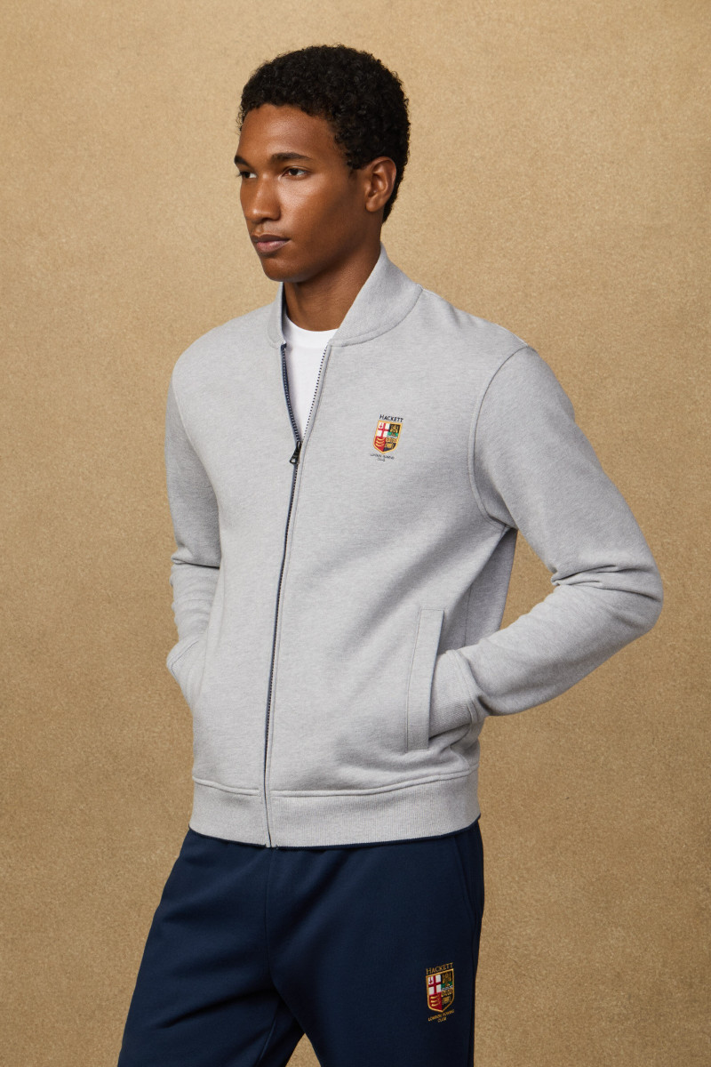 Mikina Hackett London Heritage Lrc Fz Bomber Light Grey Marl