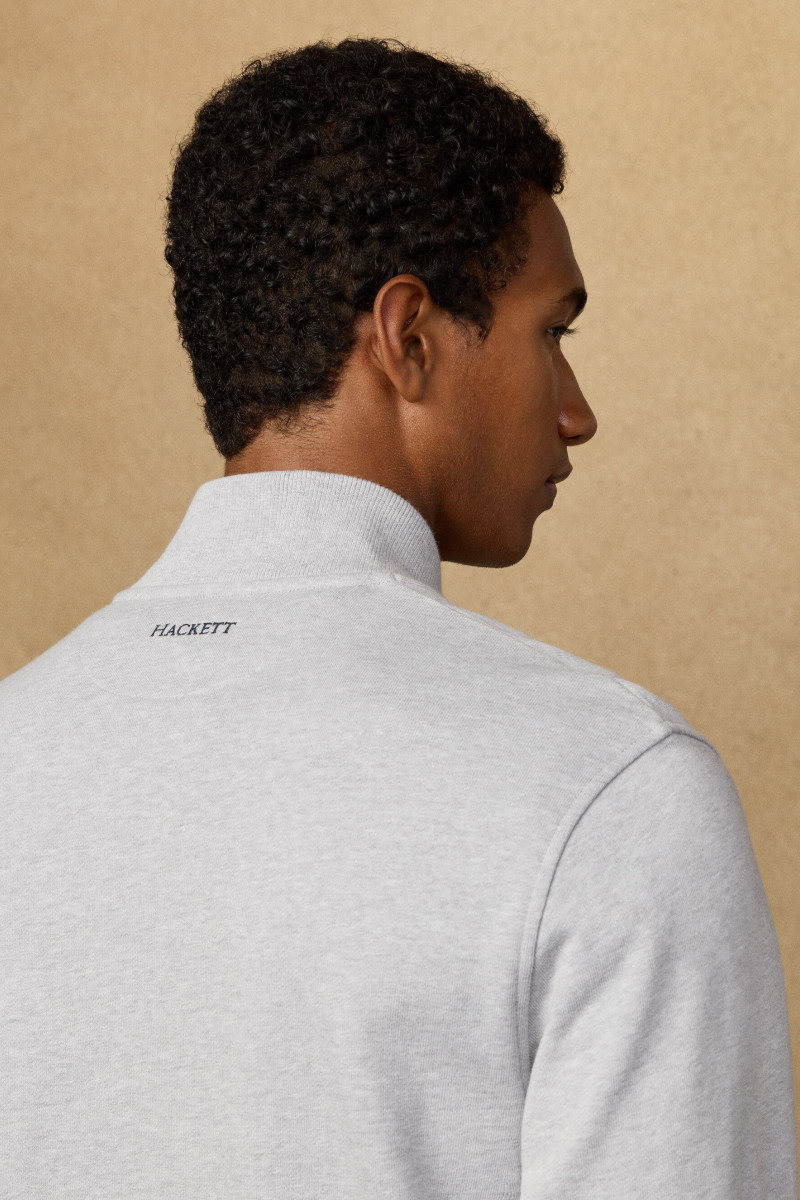 Mikina Hackett London Heritage Lrc Fz Bomber Light Grey Marl